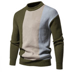 Herren Strickpullover mit modernem Farbblockdesign und hohem Kragen