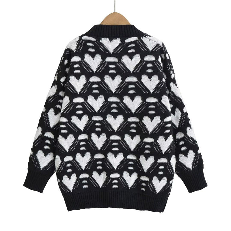 Damen Strickjacke mit Herzenmuster R&B