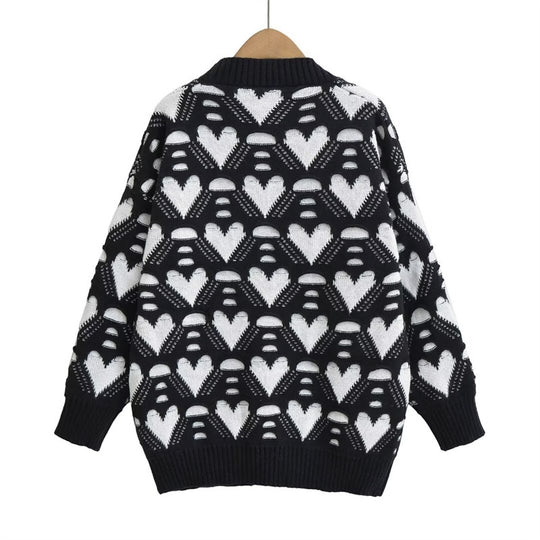Damen Strickjacke mit Herzenmuster R&B