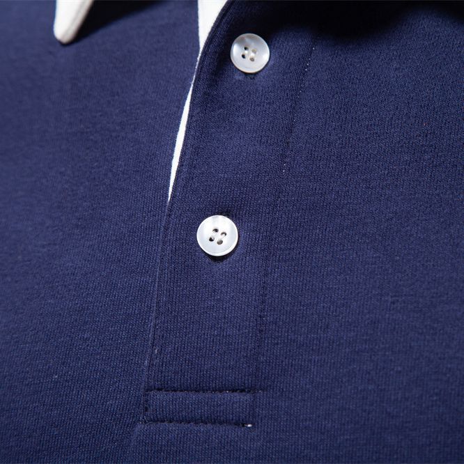 Herren nan elegantes Langarm-Poloshirt mit Kontrastkragen R&B