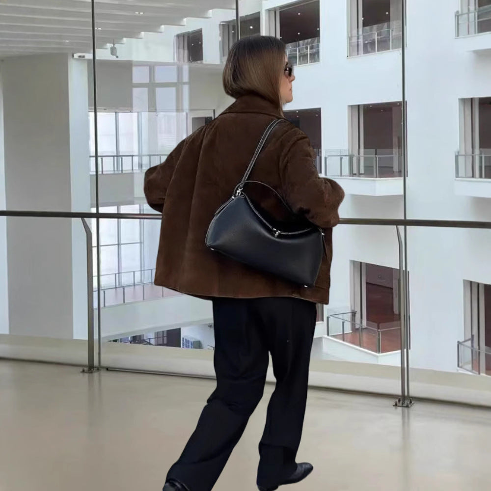 Damen Modische Jacke mit oversized Schnitt und lässigen Taschen R&B