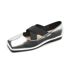 Damen elegante Ballerinas mit schimmerndem Obermaterial und komfortablem Riemen