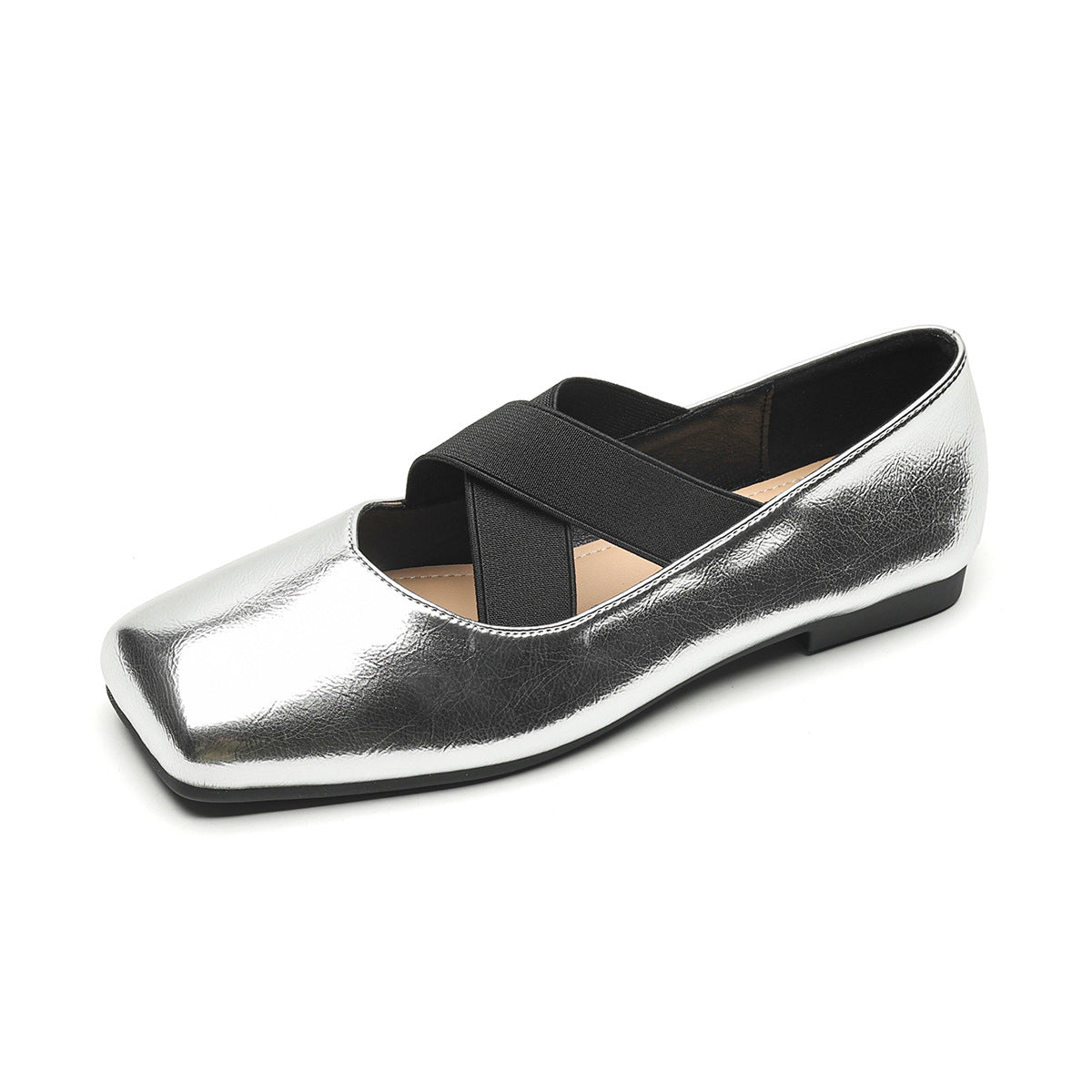 Damen elegante Ballerinas mit schimmerndem Obermaterial und komfortablem Riemen