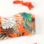 Damen Bandeau-Bikini mit lhaftem Tropenmuster und hohem Taillenschnitt