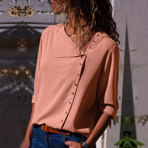 Damen Button-Up Relaxed Fit Bluse R&B