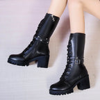 Damen Chunky Schnürstiefel mit modernem Design und robustem Blockabsatz R&B