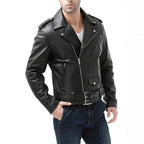 Herren Motorradjacke aus Leder mit asymmetrischem Zip R&B