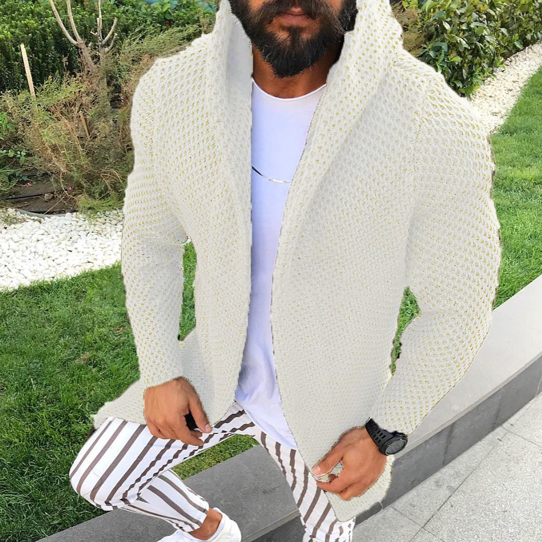 Herren lässiger Strickmantel mit strukturiertem Design und großzügigen Taschen R&B