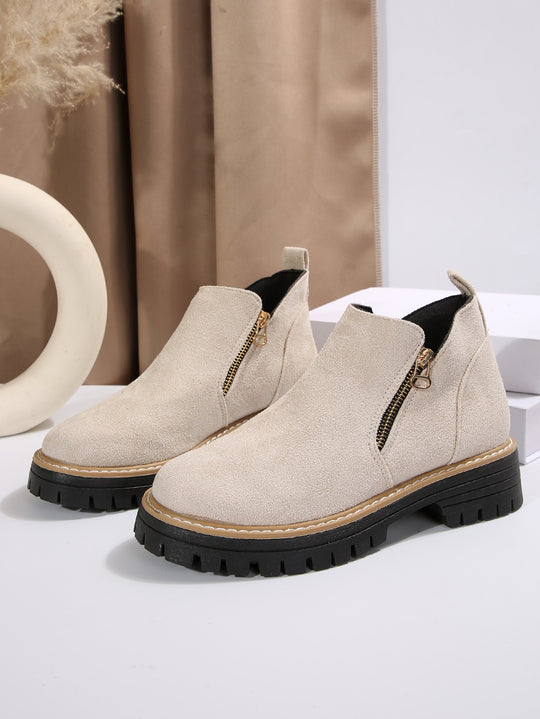 Damen Trendige Chelsea-Boots mit seitlichem Reißverschluss und rutschfester Sohle R&B