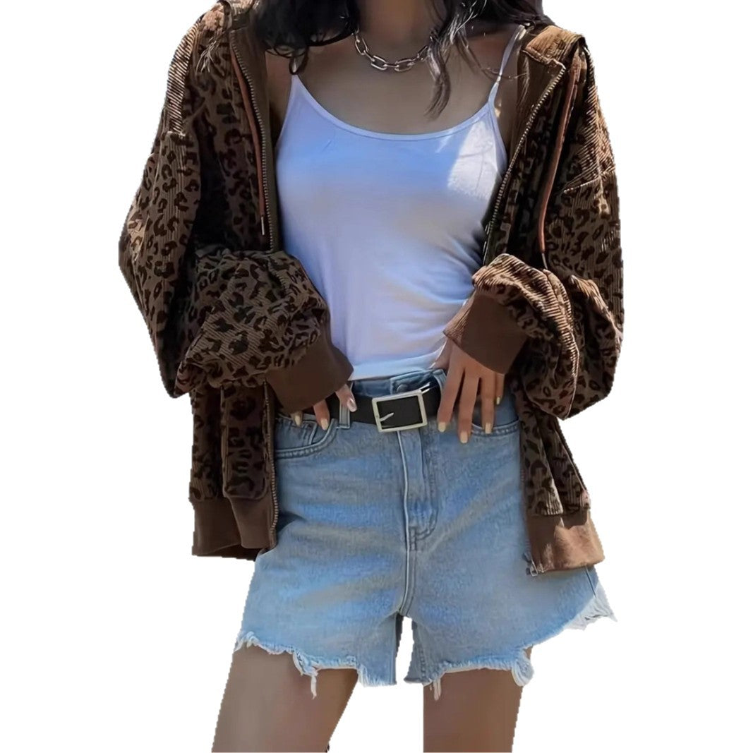 Damen Kapuzenpullover mit modischem Animal-Print R&B