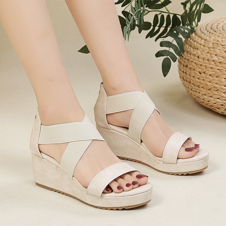 Damen Wedge-Sandalen mit elegantem Kreuzband-Design und komfortablem Fußbett R&B