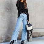 Damen Lässiger Oversized Pullover mit Cut-Out-Ärmeln R&B