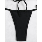 Damen Triangel-Bikini-Set mit geflochtenem Höschen und verstellbaren Trägern R&B