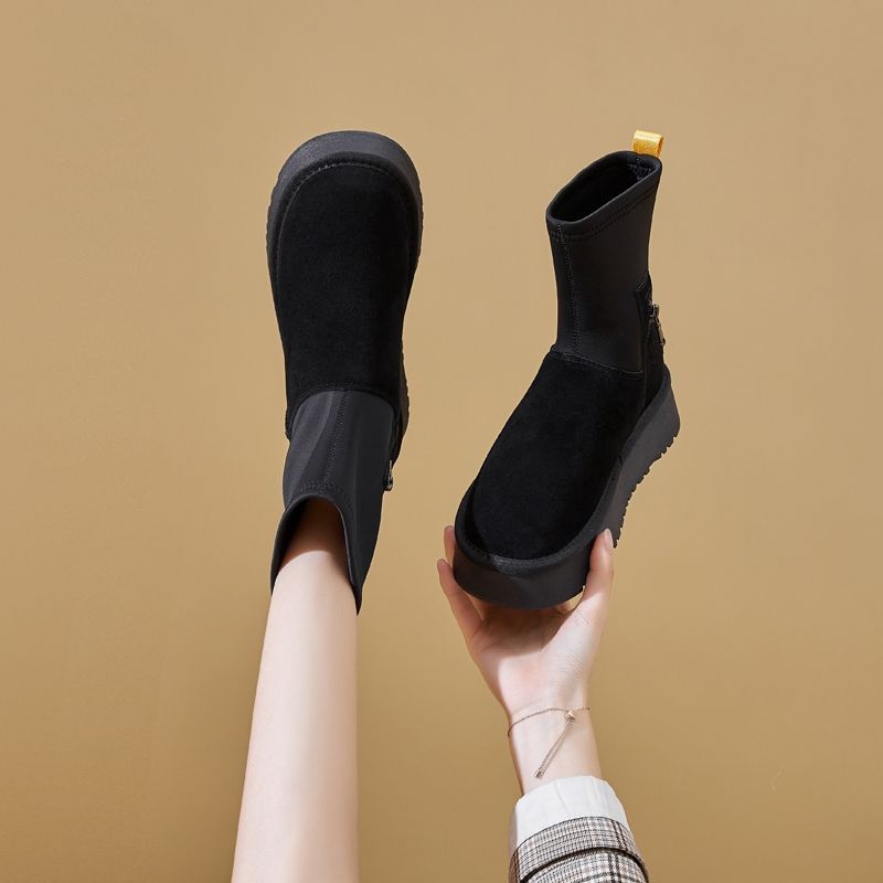 Damen Modische Stiefel mit elastischem Obermaterial und rutschfester Sohle