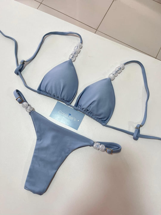 Damen Triangel-Bikini mit elastischen Bändern und dekorativen Details R&B
