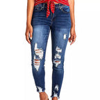 Damen lässige Skinny Jeans im distressed Look R&B
