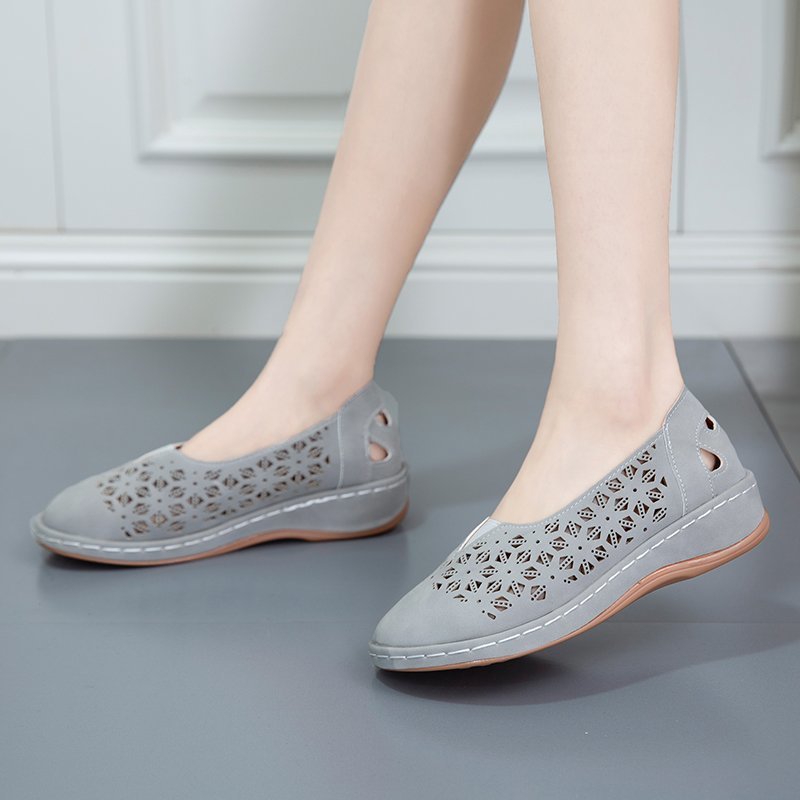 Damen Atmungsaktive Slip-On Clogs mit elegantem Lochmuster und rutschfester Sohle R&B