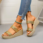 Damen Wedge-Pantoletten mit geflochtenem Riemendesign und komfortabler Sohle R&B