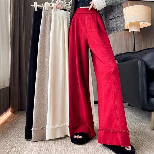 Damen Elegante, weit geschnittene Hose mit Fransen R&B