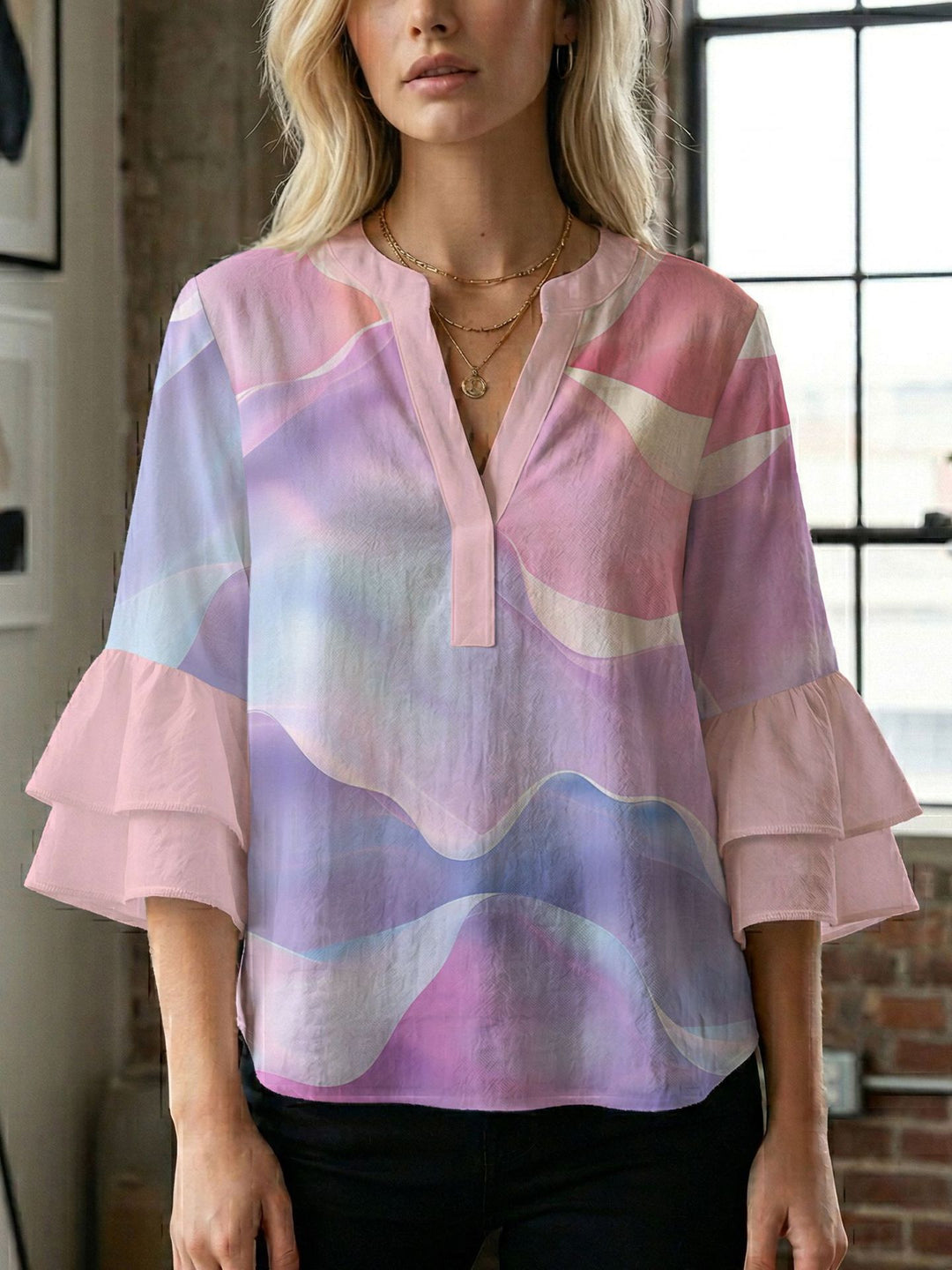 Damen Bluse mit wunderschönen floralem Design R&B