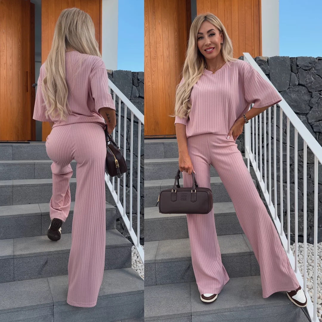 Damen elegantes und bequemes Strickset mit weitem Bein R&B