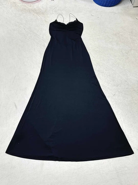 Damen Maxi-Kleid mit verstellbaren Spaghetti-Trägern und elegantem Rückenausschnitt R&B