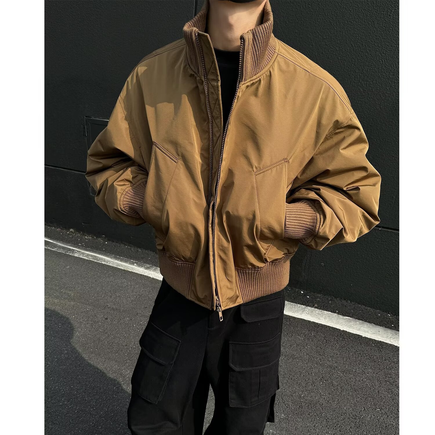 Herren stylische Bomberjacke mit elastischen Bündchen und weichem Innenfutter