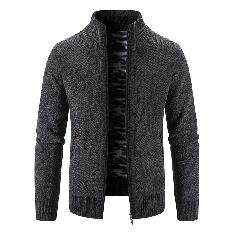 Herren Strickjacke mit hohem Kragen und praktischen Reißverschlusstaschen R&B