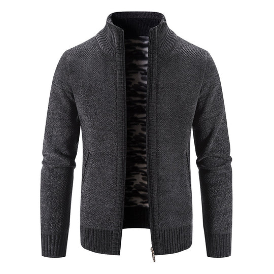Herren Strickjacke mit hohem Kragen und praktischen Reißverschlusstaschen R&B