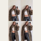 Damen Oversize Kunstpelzmantel R&B