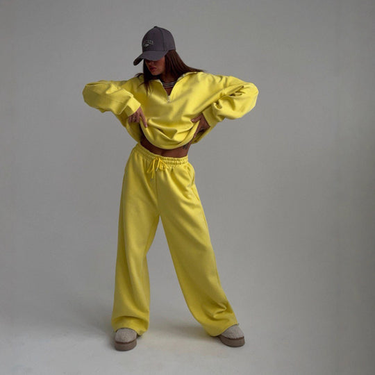 Damen sportlicher Kapuzenpullover mit hohem Kragen und breitem Schnitt R&B