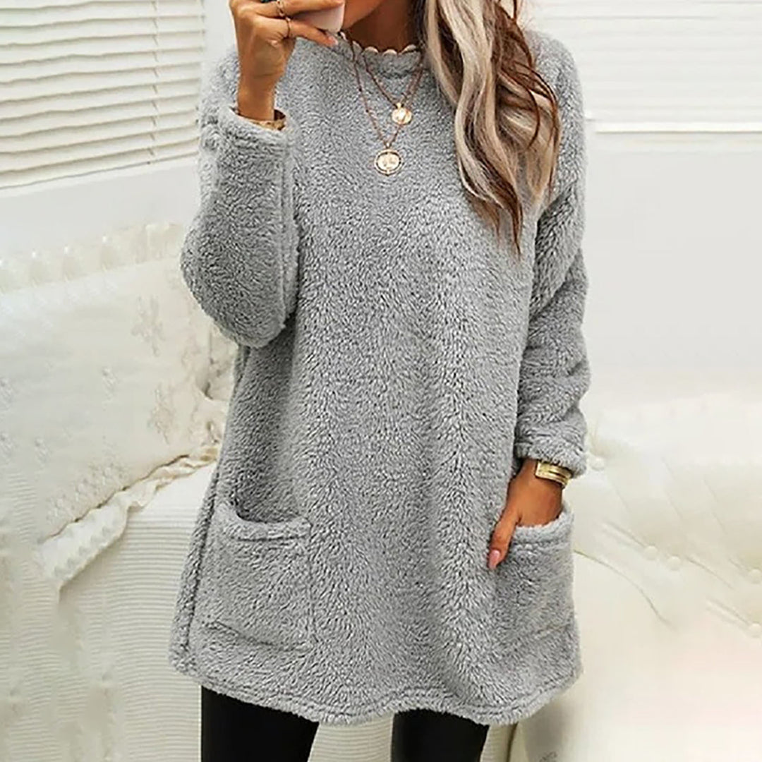 Damen Kuscheliger Fleece-Pullover mit praktischen Taschen und weitem Schnitt R&B