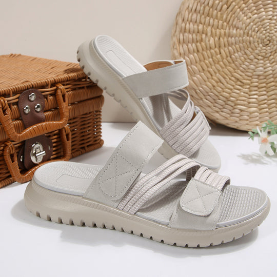 Damen komfortable Riemchensandalen mit elastischem Fußbett R&B