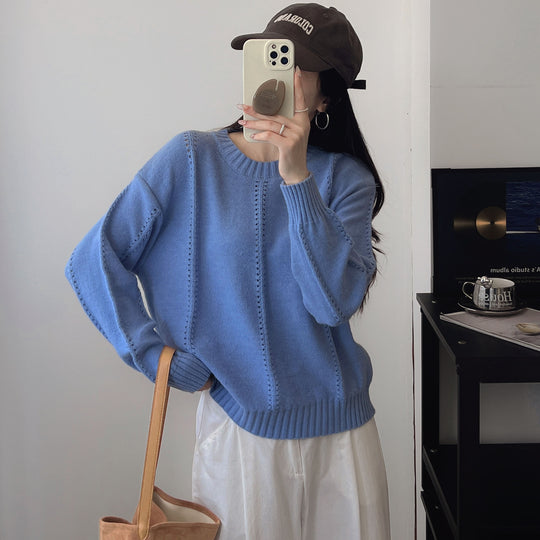 Damen Gemusterter Strickpullover mit bequemen Oversized-Schnitten R&B