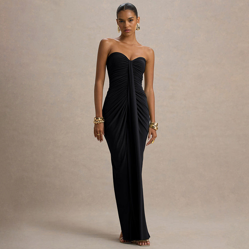 Damen Elegantes und figurbetontes Maxikleid mit Raffungen R&B