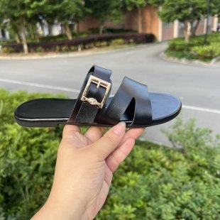 Damen Elegante und komfortable Riemchen-Sandalen mit schöner Schnallen-Applikation R&B