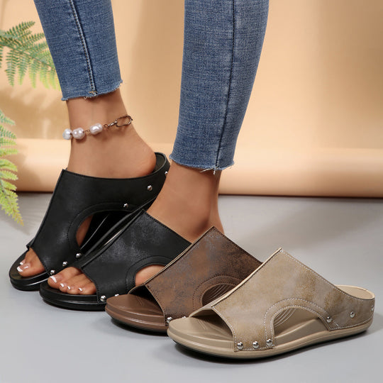 Damen Komfortable Woven-Sandalen mit modischem Perlen- und Stein-Detail R&B