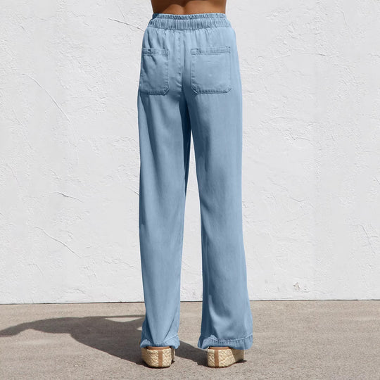 Damen Weite, bequeme Sommerhose mit verstellbarem Bund und lockerer Passform R&B