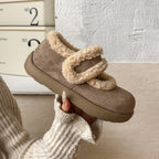 Damen Kuschelige Hausschuhe mit warmem Futter und verstellbarem Riemen R&B