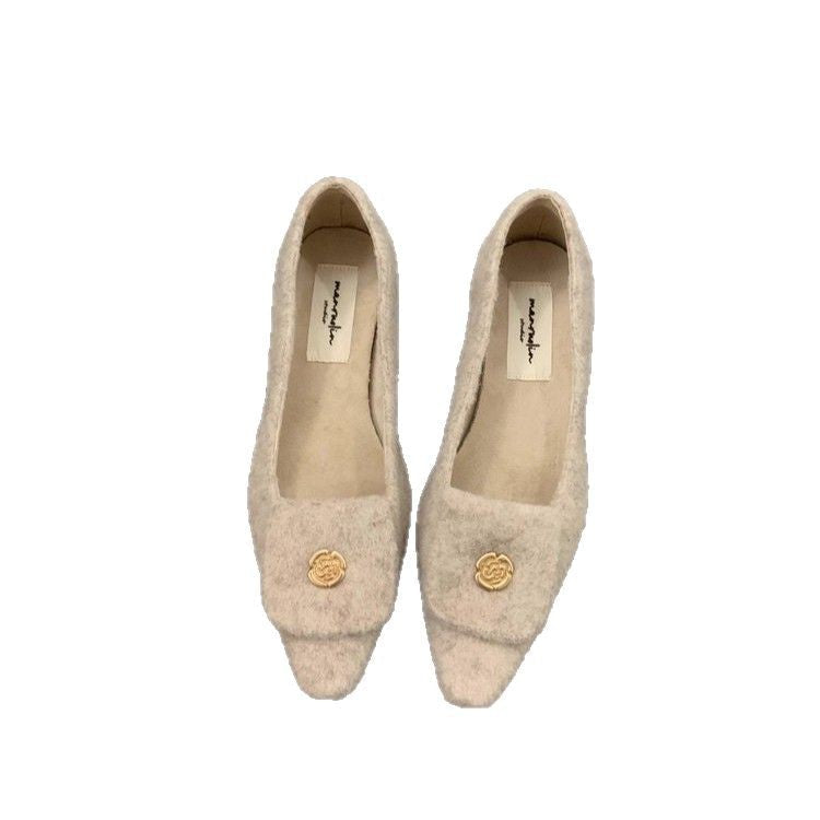 Damen elegante Ballerinas aus Filz mit dekorativem Riemchen R&B