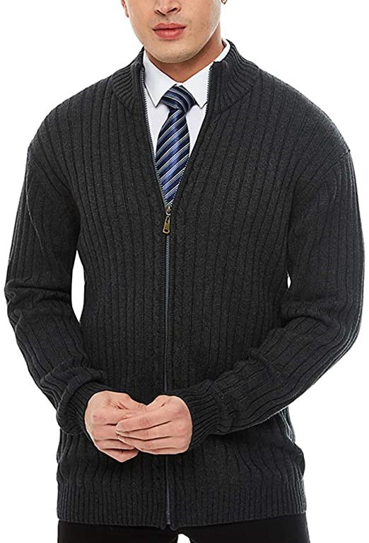 Herren Strickjacke mit modernen Zipper-Details und feinem Rippmuster R&B