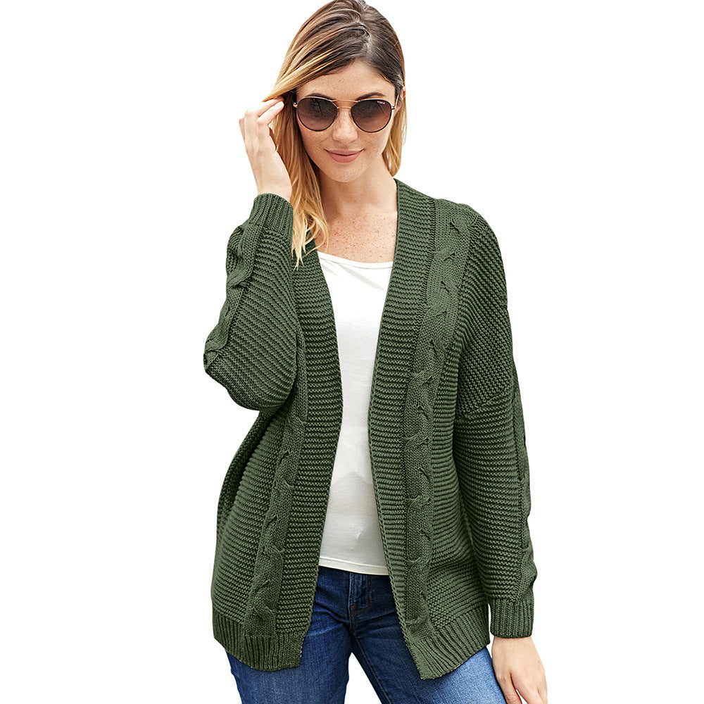 Damen Grobstrickcardigan mit kreativen Zopfmustern und lässigem Schnitt R&B