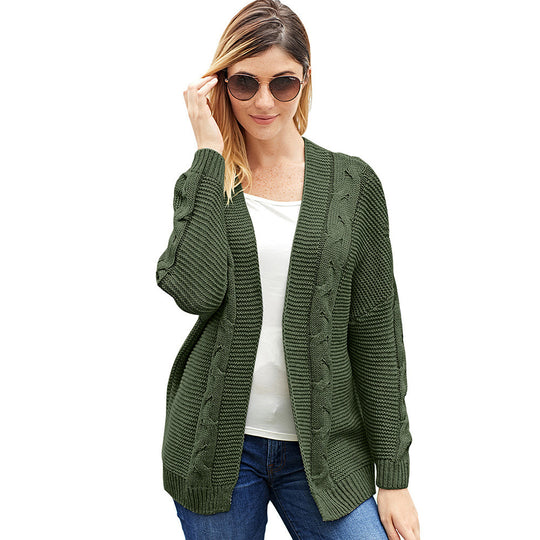 Damen Grobstrickcardigan mit kreativen Zopfmustern und lässigem Schnitt R&B