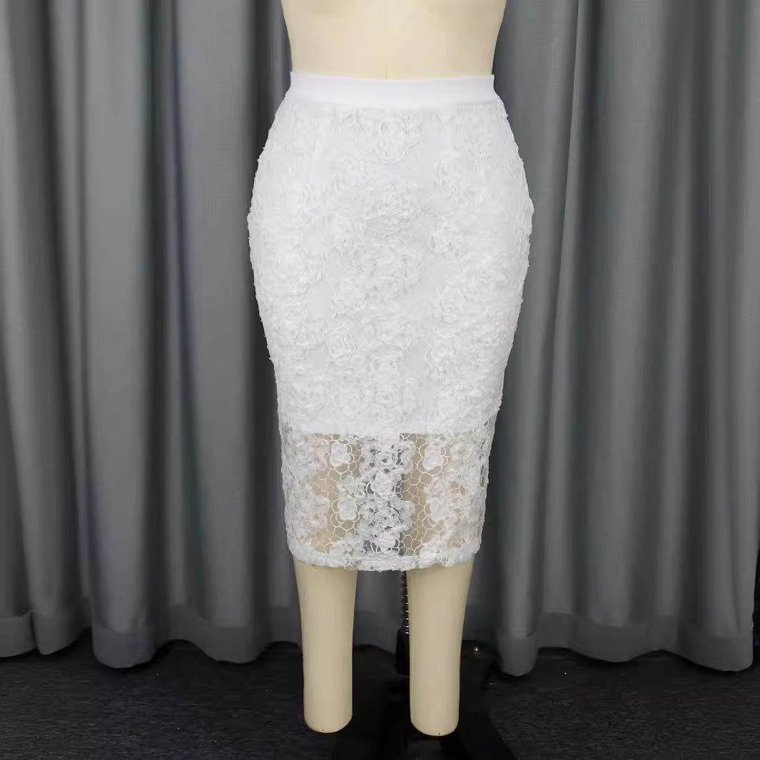 Damen Eleganter Spitzenrock mit floralen Details R&B