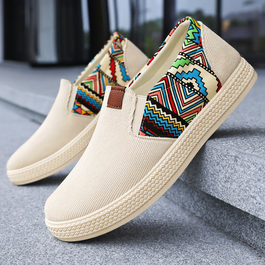 Damen Gemütliche Slip-On Sneakers mit buntem Muster und elastischem Einsatz R&B