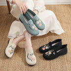 Damen Slip-On Ballerinas mit floraler Stickerei und atmungsaktive Struktur