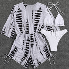 Damen Strandkleid mit tiefem V-Ausschnitt und verstellbaren Rüschendetails
