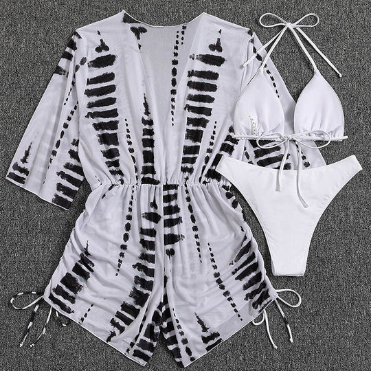 Damen Strandkleid mit tiefem V-Ausschnitt und verstellbaren Rüschendetails R&B