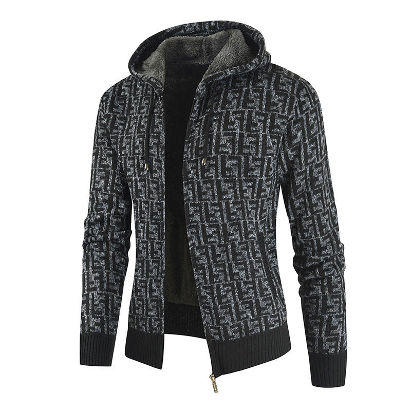 Herren Warm gefütterte Kapuzenjacke R&B
