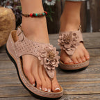 Damen Zehentrenner-Sandalen mit floralem Dekor und atmungsaktivem Obermaterial R&B